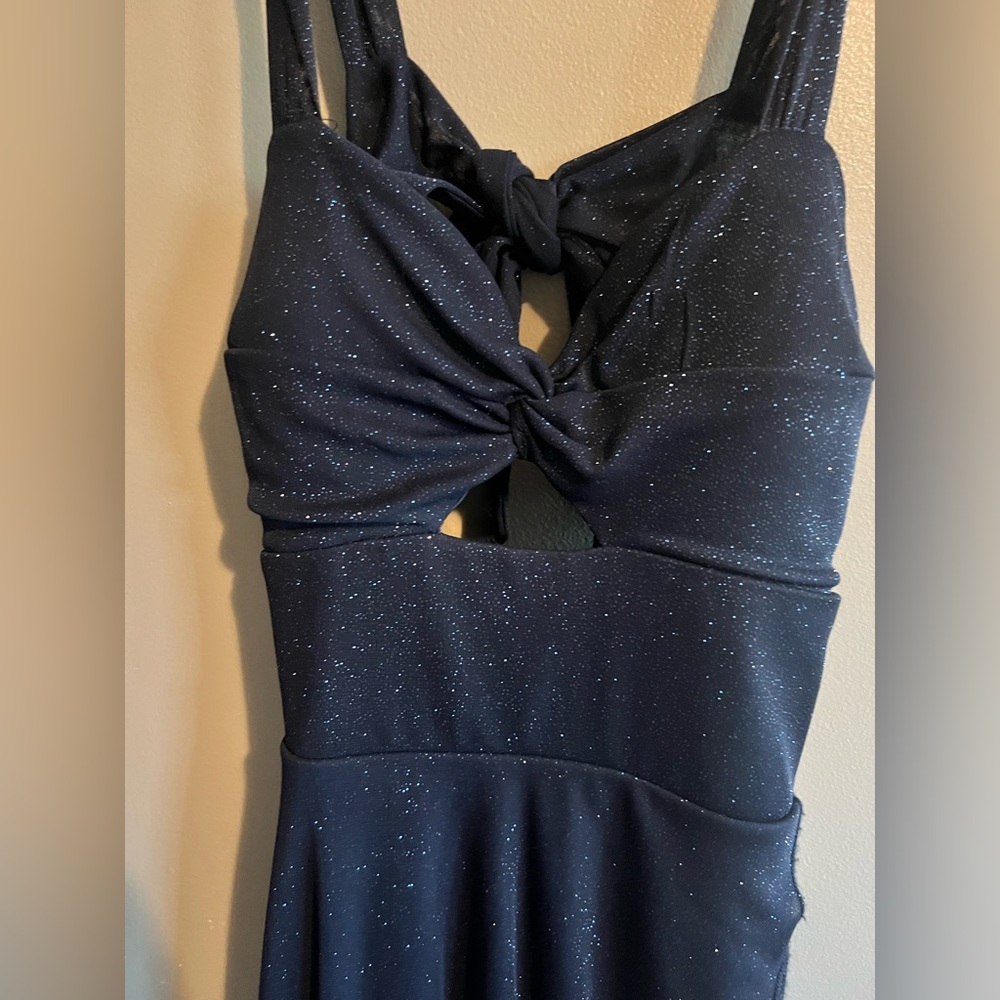 Navy Juniors size 7 sparkly high low dress